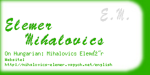 elemer mihalovics business card